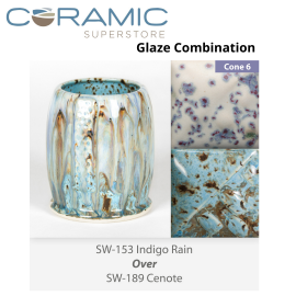Indigo Rain SW153 over Cenote SW189 Stoneware Combination Indigo Rain SW153 over Cenote SW189 Stoneware Combination
